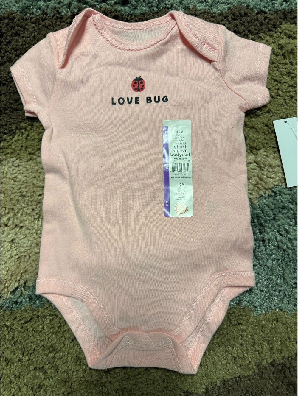 Walmart Pink Frost Short Sleeve Bodysuit for Baby 24M